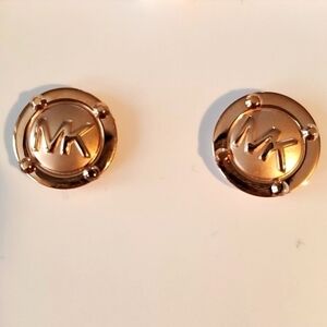 Michael Kors Rose Gold Tone Post Earrings MK Logo  New!